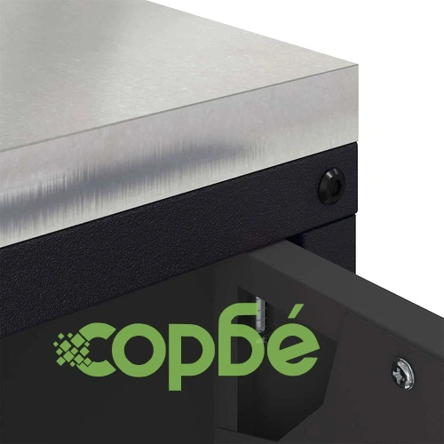 Кухненски шкаф за съхранение с рафт и врати - Черен стомана 90x50x53 см ➤ топ цена ➤ sorbe.bg