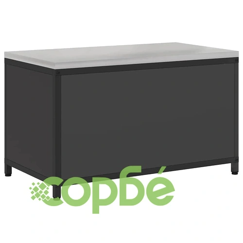 Кухненски шкаф за съхранение с рафт и врати - Черен стомана 90x50x53 см ➤ топ цена ➤ sorbe.bg