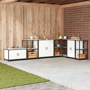 Кухненски шкаф за съхранение бял стомана 90x50x53 см с рафт и врати