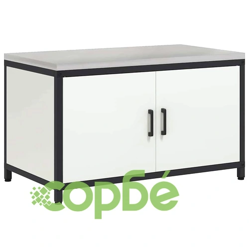 Кухненски шкаф за съхранение бял стомана 90x50x53 см с рафт и врати ➤ топ цена ➤ sorbe.bg