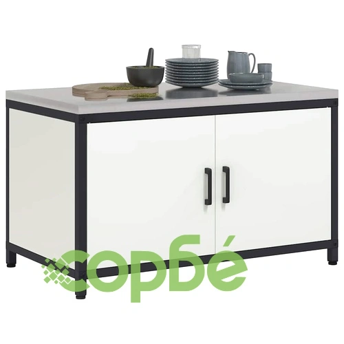 Кухненски шкаф за съхранение бял стомана 90x50x53 см с рафт и врати ➤ топ цена ➤ sorbe.bg