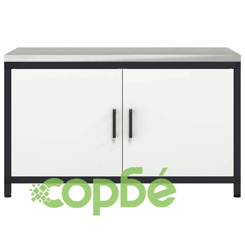 Кухненски шкаф за съхранение бял стомана 90x50x53 см с рафт и врати ➤ топ цена ➤ sorbe.bg