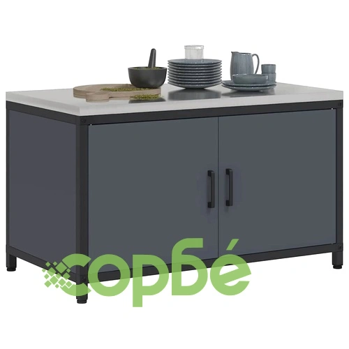 Кухненски шкаф за съхранение с рафт и врати 90x50x53 см Антрацит Стомана ➤ топ цена ➤ sorbe.bg