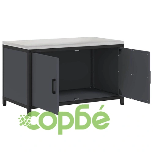 Кухненски шкаф за съхранение с рафт и врати 90x50x53 см Антрацит Стомана ➤ топ цена ➤ sorbe.bg