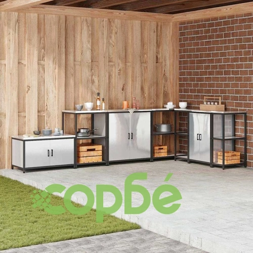 Кухненски шкаф от неръждаема стомана 90x50x53 см с 1 рафт и 2 врати ➤ топ цена ➤ sorbe.bg