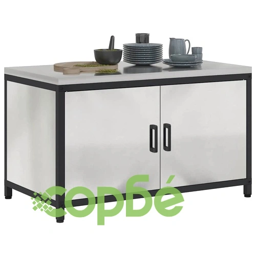 Кухненски шкаф от неръждаема стомана 90x50x53 см с 1 рафт и 2 врати ➤ топ цена ➤ sorbe.bg