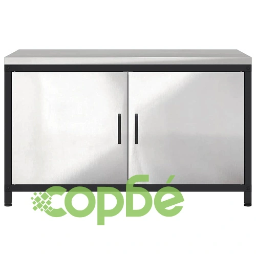 Кухненски шкаф от неръждаема стомана 90x50x53 см с 1 рафт и 2 врати ➤ топ цена ➤ sorbe.bg