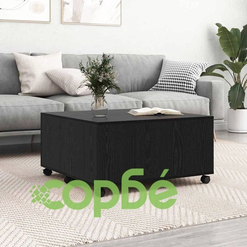 Масичка за кафе от инженерно дърво черен дъб 75x75x38 см ➤ топ цена ➤ sorbe.bg