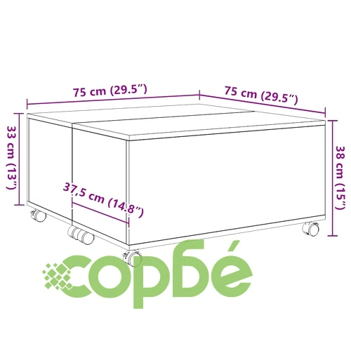 Масичка за кафе от инженерно дърво черен дъб 75x75x38 см ➤ топ цена ➤ sorbe.bg