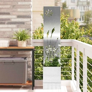 Градинска декоративна преграда от неръждаема стомана сива 32x140 см