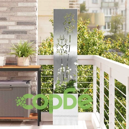 Декоративен параван за градина от неръждаема стомана сив 32x140 см ➤ топ цена ➤ sorbe.bg