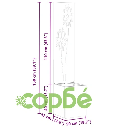 Декоративен параван за градина от неръждаема стомана сив 32x140 см ➤ топ цена ➤ sorbe.bg