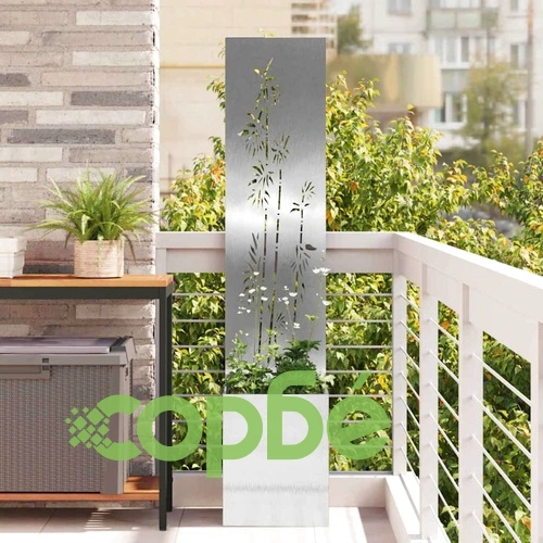 Градинска преграда за уединение от неръждаема стомана сив 32x140 см ➤ топ цена ➤ sorbe.bg