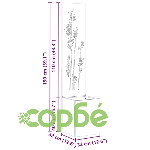 Градинска преграда за уединение от неръждаема стомана сив 32x140 см ➤ топ цена ➤ sorbe.bg