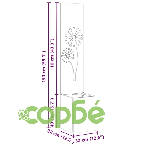 Градинска преграда за уединение от неръждаема стомана сива 32x140 см ➤ топ цена ➤ sorbe.bg