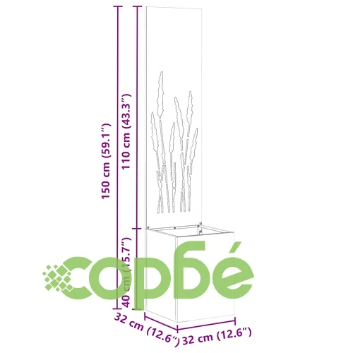 Градинска декоративна панел от неръждаема стомана сив 32x140 см ➤ топ цена ➤ sorbe.bg