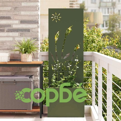 Градинска преграда за уединение от студено валцована стомана маслиненозелена 50x140 см ➤ топ цена ➤ sorbe.bg
