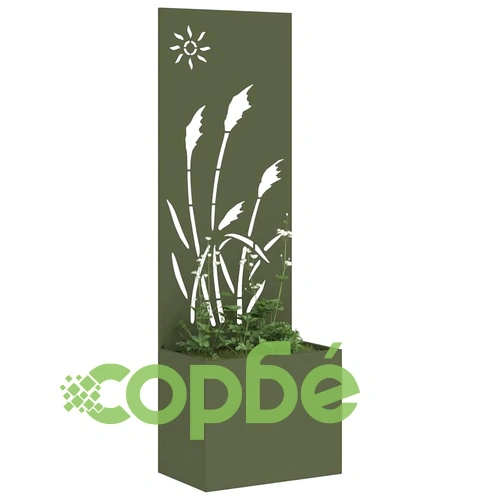 Градинска преграда за уединение от студено валцована стомана маслиненозелена 50x140 см ➤ топ цена ➤ sorbe.bg