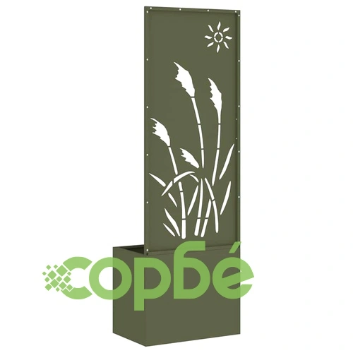 Градинска преграда за уединение от студено валцована стомана маслиненозелена 50x140 см ➤ топ цена ➤ sorbe.bg