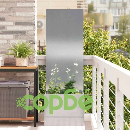 Градинска преграда за уединение от неръждаема стомана, сива 50x140 см ➤ топ цена ➤ sorbe.bg