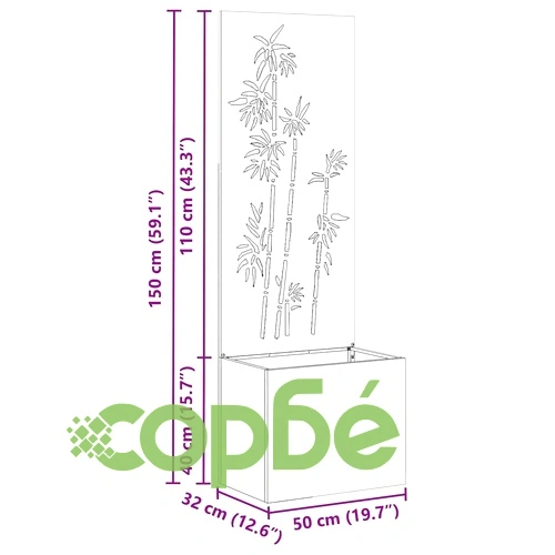 Градинска преграда за уединение от бяла стомана 50x140 см ➤ топ цена ➤ sorbe.bg