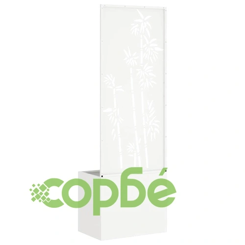 Градинска преграда за уединение от бяла стомана 50x140 см ➤ топ цена ➤ sorbe.bg