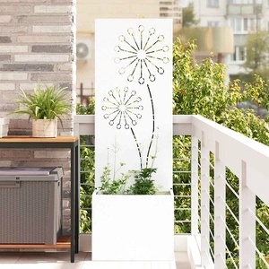 Градинска преграда за уединение от студено валцована стомана Бяло 50 x 140 cm