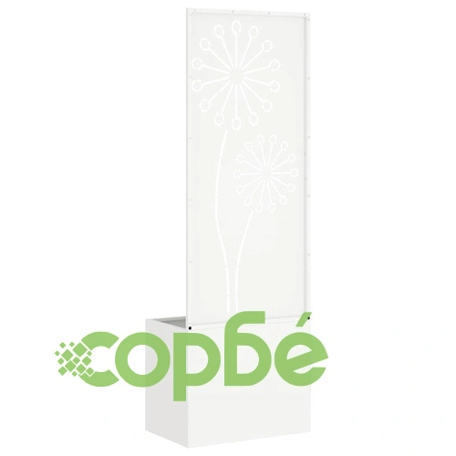 Градинска преграда за уединение от студено валцована стомана Бяло 50 x 140 cm ➤ топ цена ➤ sorbe.bg