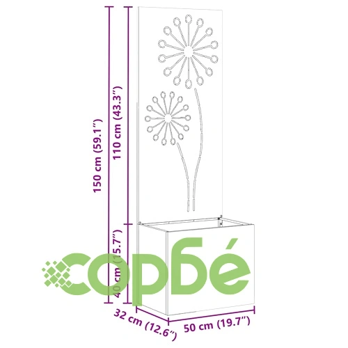 Градинска преграда за уединение от неръждаема стомана сив 50x140 см ➤ топ цена ➤ sorbe.bg
