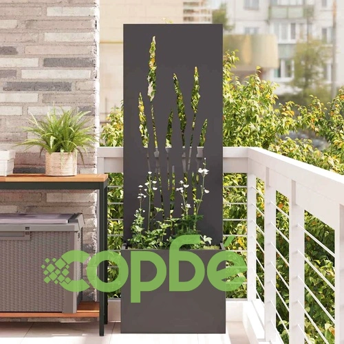 Градинска преграда за уединение от студено валцована стомана - черна 50x140 см ➤ топ цена ➤ sorbe.bg