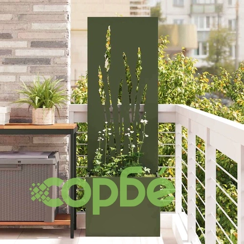 Декоративен градински параван от студено валцована стомана, маслиненозелен, 50x140 см ➤ топ цена ➤ sorbe.bg