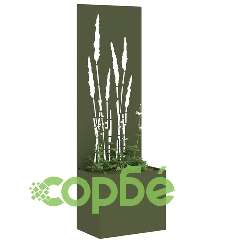 Декоративен градински параван от студено валцована стомана, маслиненозелен, 50x140 см ➤ топ цена ➤ sorbe.bg