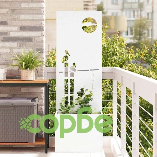 Градинска декоративна преграда от студено валцована стомана Бяло 50 x 140 cm ➤ топ цена ➤ sorbe.bg