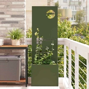 Декоративен градински параван от студено валцована стомана - маслиненозелен 50x140 см