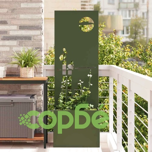 Декоративен градински параван от студено валцована стомана - маслиненозелен 50x140 см ➤ топ цена ➤ sorbe.bg