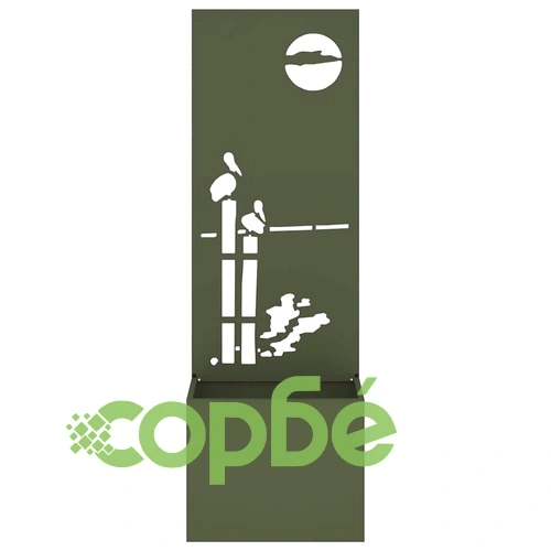 Декоративен градински параван от студено валцована стомана - маслиненозелен 50x140 см ➤ топ цена ➤ sorbe.bg