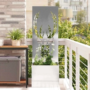 Градинска преграда за уединение от неръждаема стомана сива 50x140 см