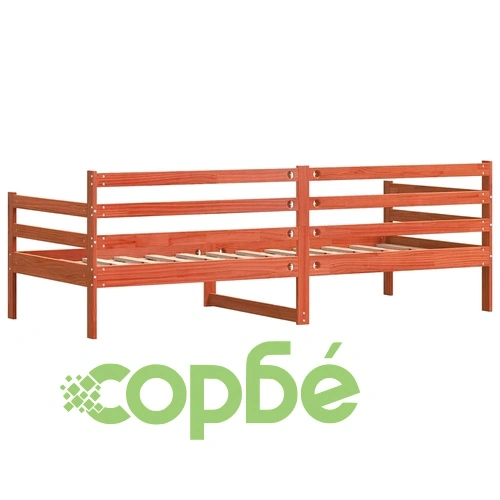 Дневно легло с табла, восъчно кафяво, масивно борово дърво, 205 x 87,5 x 69,5 см ➤ топ цена ➤ sorbe.bg