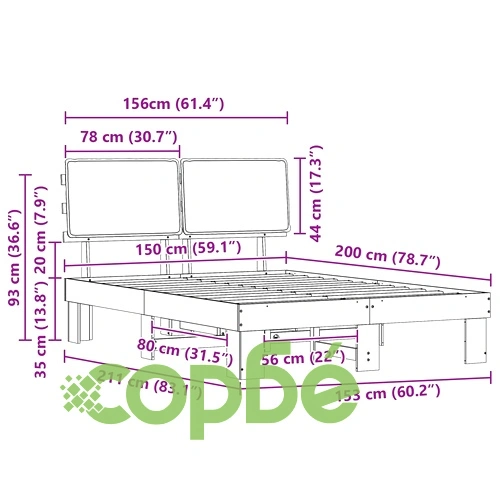 Легло с тапицирана табла от масивно дърво, светлосиво, 150 x 200 см ➤ топ цена ➤ sorbe.bg