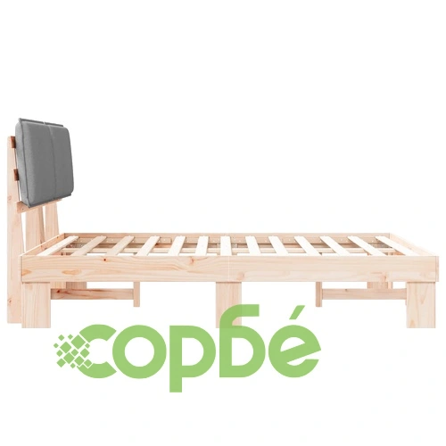 Легло с тапицирана табла от масивно дърво, светлосиво, 150 x 200 см ➤ топ цена ➤ sorbe.bg