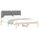 Леглова рамка с тапицирана табла от борово дърво светлосиво 135x190 см