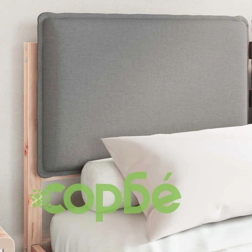 Леглова рамка с тапицирана табла от борово дърво светлосиво 135x190 см ➤ топ цена ➤ sorbe.bg