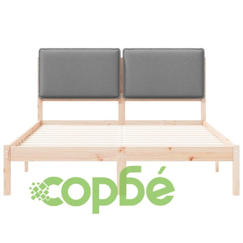 Леглова рамка с тапицирана табла от борово дърво светлосиво 135x190 см ➤ топ цена ➤ sorbe.bg