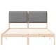 Леглова рамка с тапицирана табла от борово дърво светлосиво 135x190 см