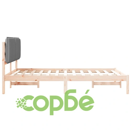 Леглова рамка с тапицирана табла от борово дърво светлосиво 135x190 см ➤ топ цена ➤ sorbe.bg