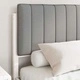 Леглова рамка с тапицирана табла от борово дърво светлосиво 135x190 см