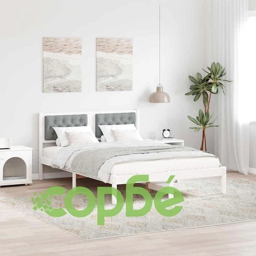 Рамка за легло от масивно борово дърво 150x200 см светлосиво ➤ топ цена ➤ sorbe.bg