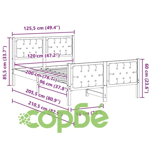 Рамка за легло светлосиво 120x200 см от масивно борово дърво ➤ топ цена ➤ sorbe.bg