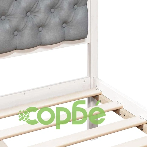 Рамка за легло с табла Светлосиво 135 x 190 см Масивно борово дърво ➤ топ цена ➤ sorbe.bg