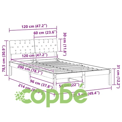 Легло с табла от борово дърво бял и светлосив 120x200 см ➤ топ цена ➤ sorbe.bg